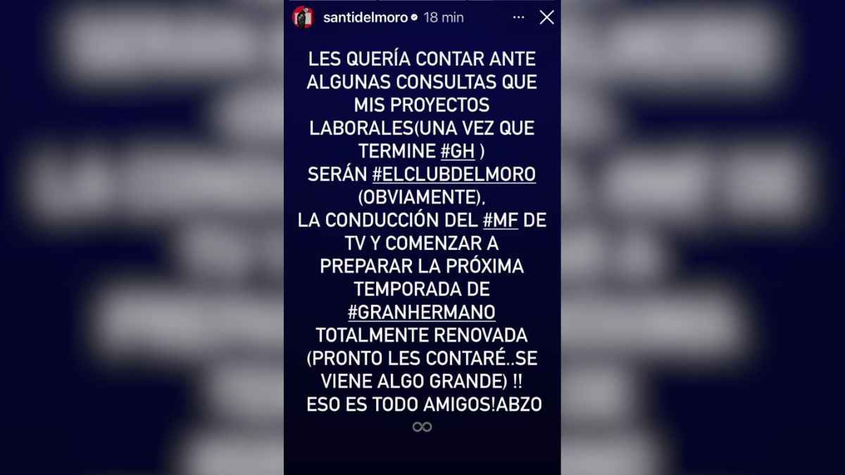 El posteo de Santiago del Moro que ilusionó a los fanáticos de Gran Hermano. El posteo de Santiago del Moro que ilusionó a los fanáticos de Gran Hermano.