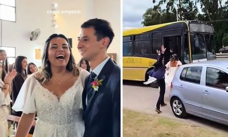 Dos santafesinos llegaron a su boda en colectivo y la historia se hizo viral. Dos santafesinos llegaron a su boda en colectivo y la historia se hizo viral.