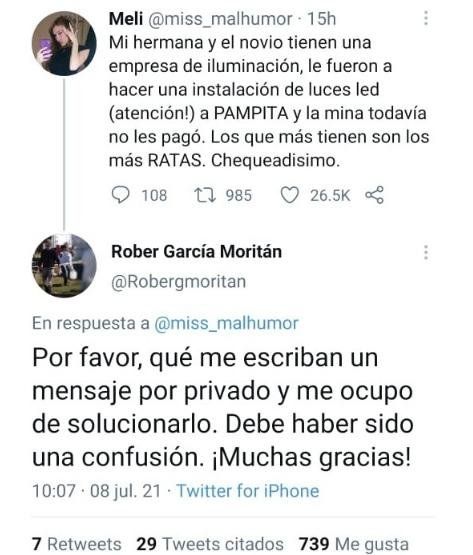 Pampita fue denunciada públicamente de tener una deuda y el escándalo trascendió.
