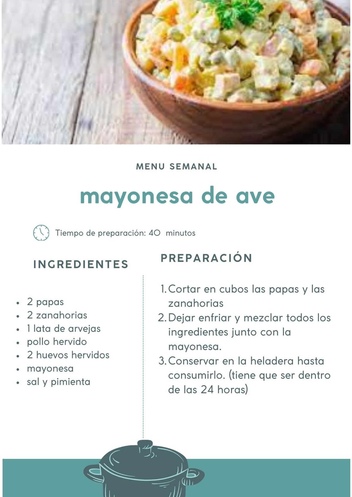 La mayonesa de ave es un plato muy sencillo y económico de hacer en casa. La mayonesa de ave es un plato muy sencillo y económico de hacer en casa.