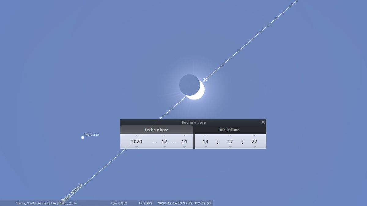 Así se verá el sol eclipsado el lunes en Santa Fe.
