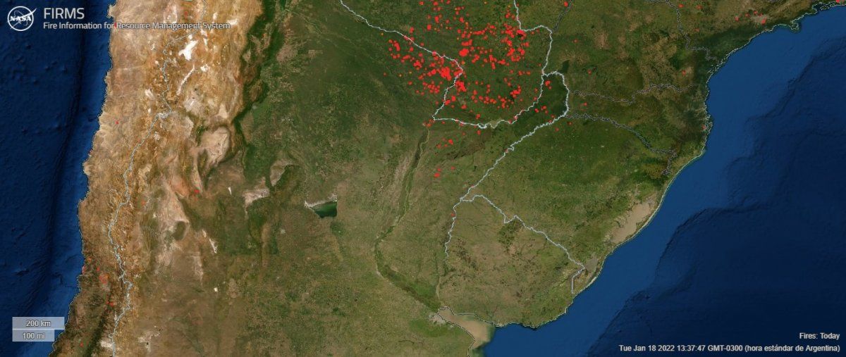 Los focos de calor en Santa Fe y la región noreste del país desde este martes.