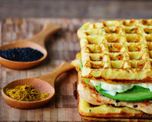 waffles salados de harina de garbanzos y masa madre waffles salados de harina de garbanzos y masa madre