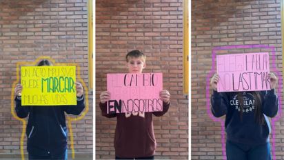 Alumnos de la escuela Mariano Moreno de San Cristóbal se sumaron a una campaña contra las amenazas de tiroteo