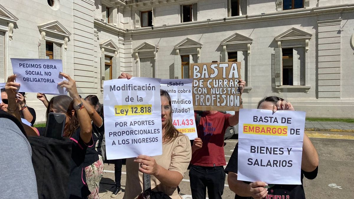 Los profesionales de la salud se manifestaron frente a la Legislatura para exigir cambios en la ley del Arte de Curar.