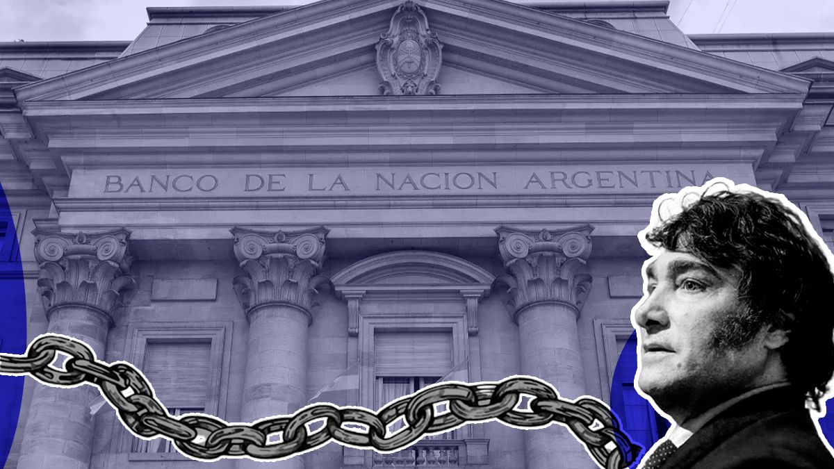 Javier Milei apunta a la privatización del Banco Nación.