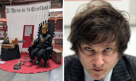 Una desagradable instalación artística anti Javier Milei apareció en una universidad: huesos, motosierra y más Una desagradable instalación artística anti Javier Milei apareció en una universidad: huesos, motosierra y más