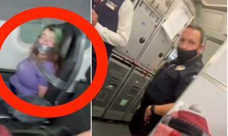 La mujer atacó al personal de abordo y tuvo que ser reducida físicamente. La mujer atacó al personal de abordo y tuvo que ser reducida físicamente.