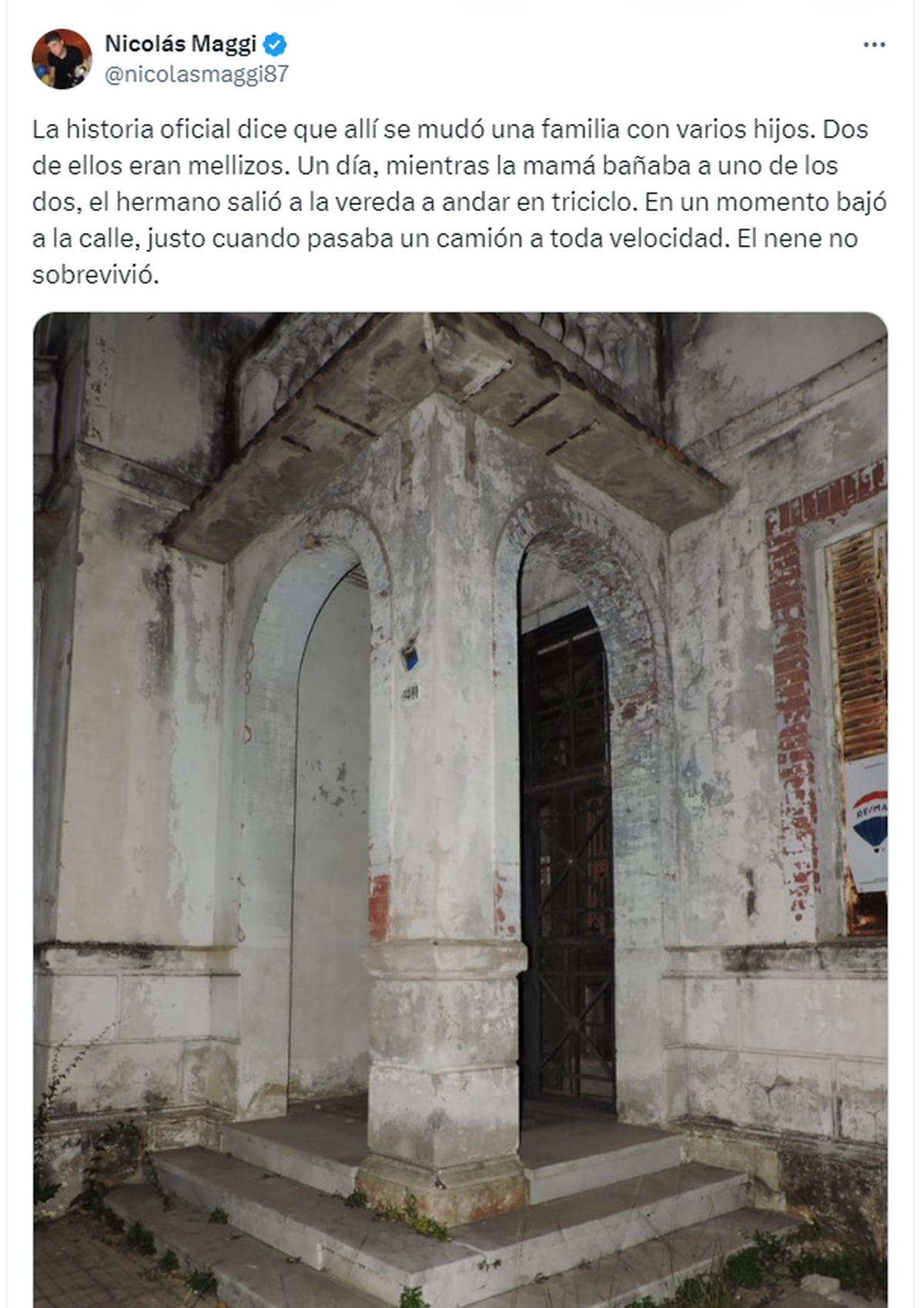 Casa de barrio sur: captura del hilo de twitter.