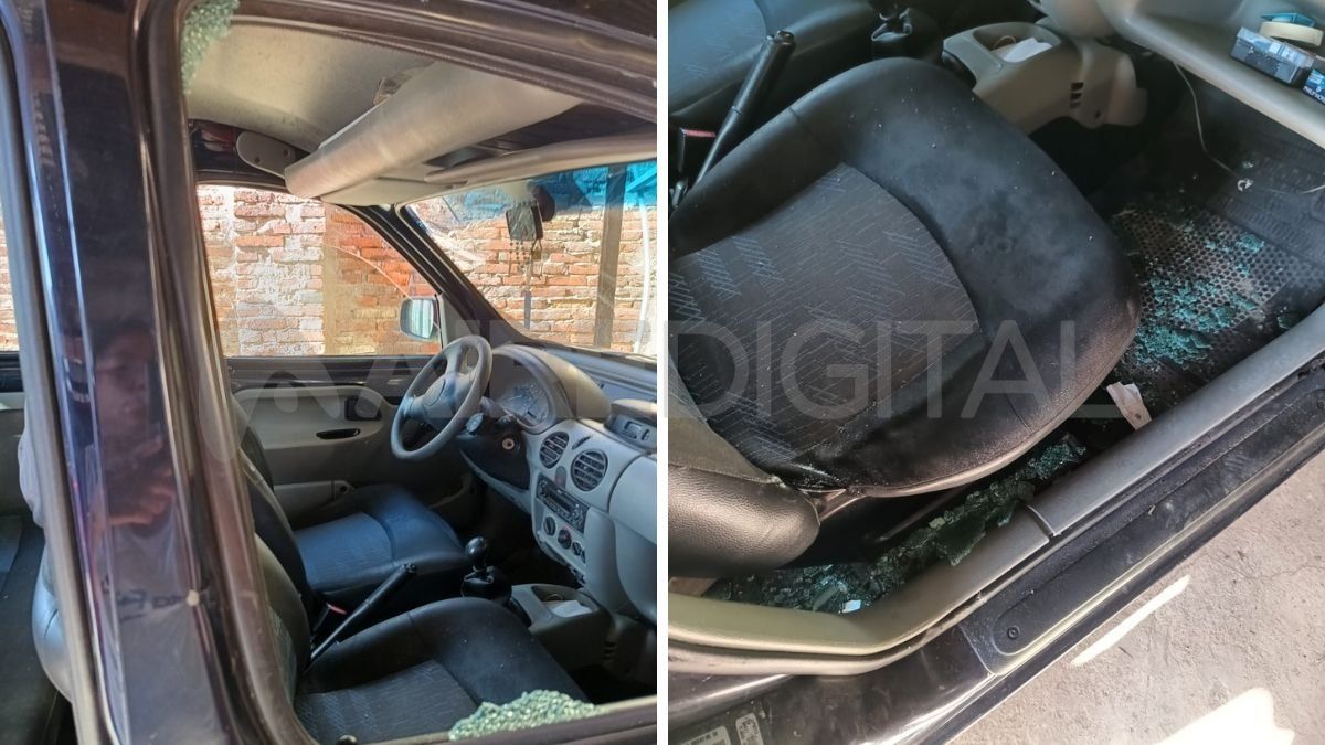 Le reventaron el vidrio de la camioneta y le robaron el bolso.