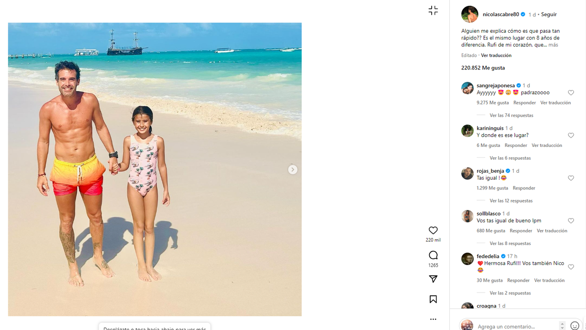 Nicolás Cabré junto a su hija Rufina. Nicolás Cabré junto a su hija Rufina.