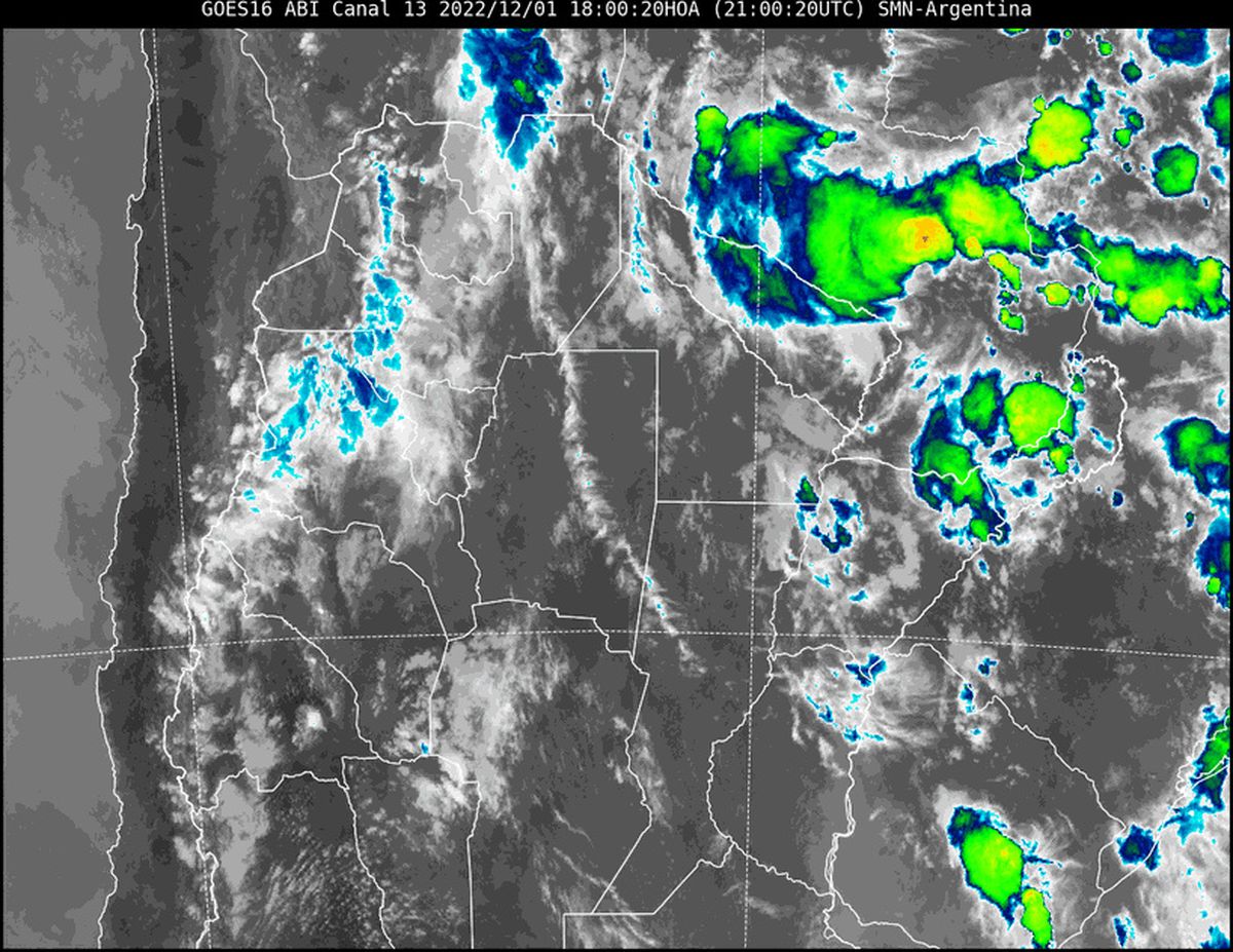 En la imagen satelital se visualiza nubosidad dispersa en todo el norte del país.