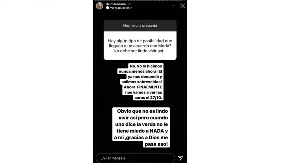 Dalma Maradona habló de Matías Morla. 