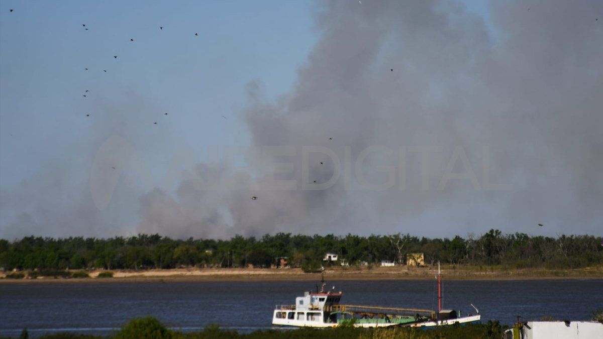 Incendios en las islas frente a Rosario: una imagen cotidiana.