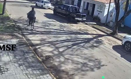 Una cámara de seguridad en San Carlos registró como una ciclista pasó segundos antes de que se desplome un árbol en el mismo lugar. Una cámara de seguridad en San Carlos registró como una ciclista pasó segundos antes de que se desplome un árbol en el mismo lugar.