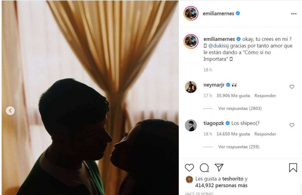 Emilia Mernes compartió una foto con Duki y Neymar reaccionó.