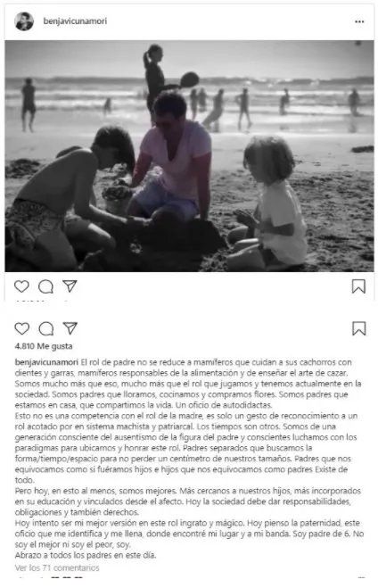 El posteo de Benjamín Vicuña que luego fue borrado.