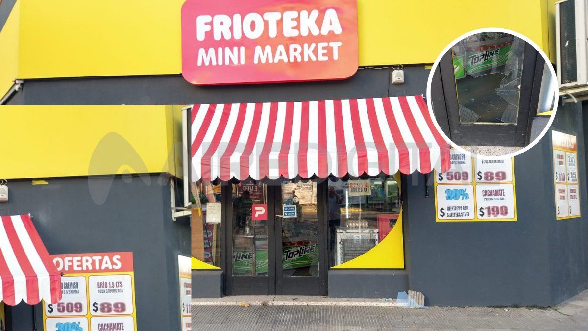 Uno de los vidrios de la puerta principal fue destruido por el ladrón; en el negocio ubicado en 25 de mayo y Obispo Gelabert.