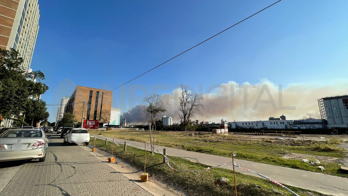 Así se ve el humo sobre la ciudad en la zona del Puerto de Santa Fe. Así se ve el humo sobre la ciudad en la zona del Puerto de Santa Fe.
