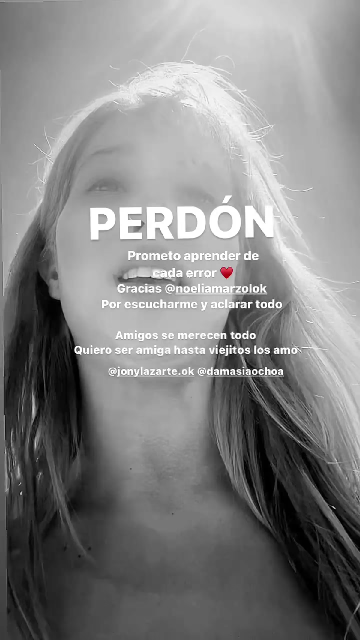 Flor Vigna le pidió perdón de manera pública a Noelia Marzol. Flor Vigna le pidió perdón de manera pública a Noelia Marzol.