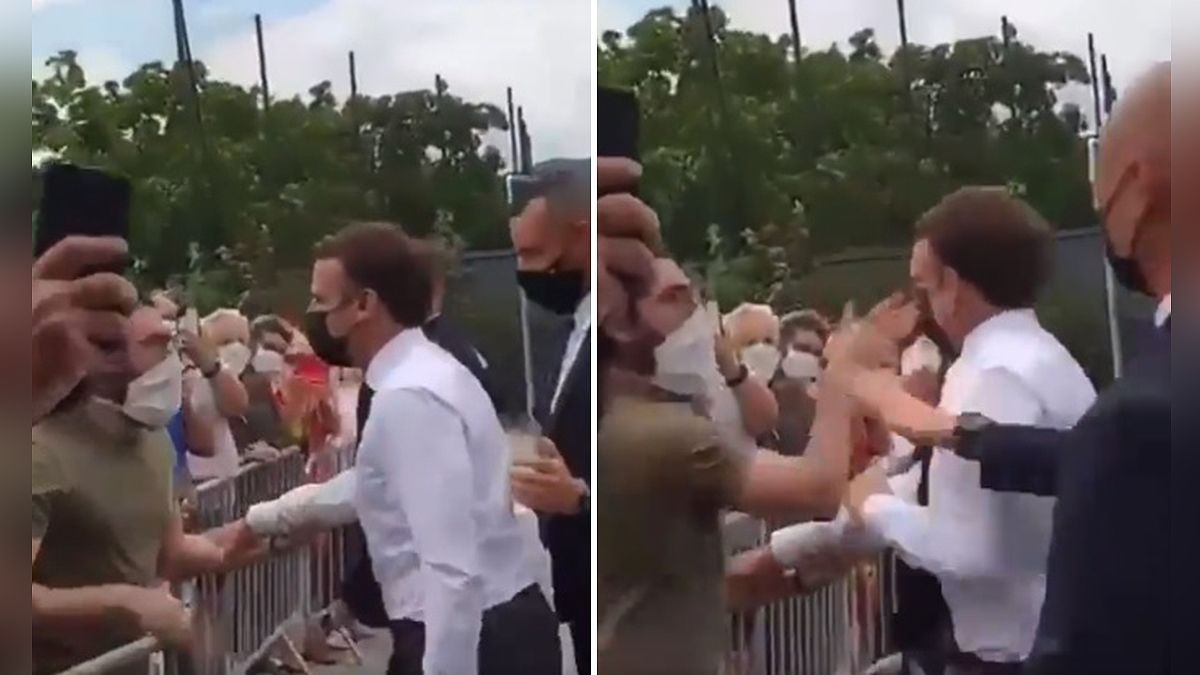 Macron aparece en el video rodeado de guardaespaldas