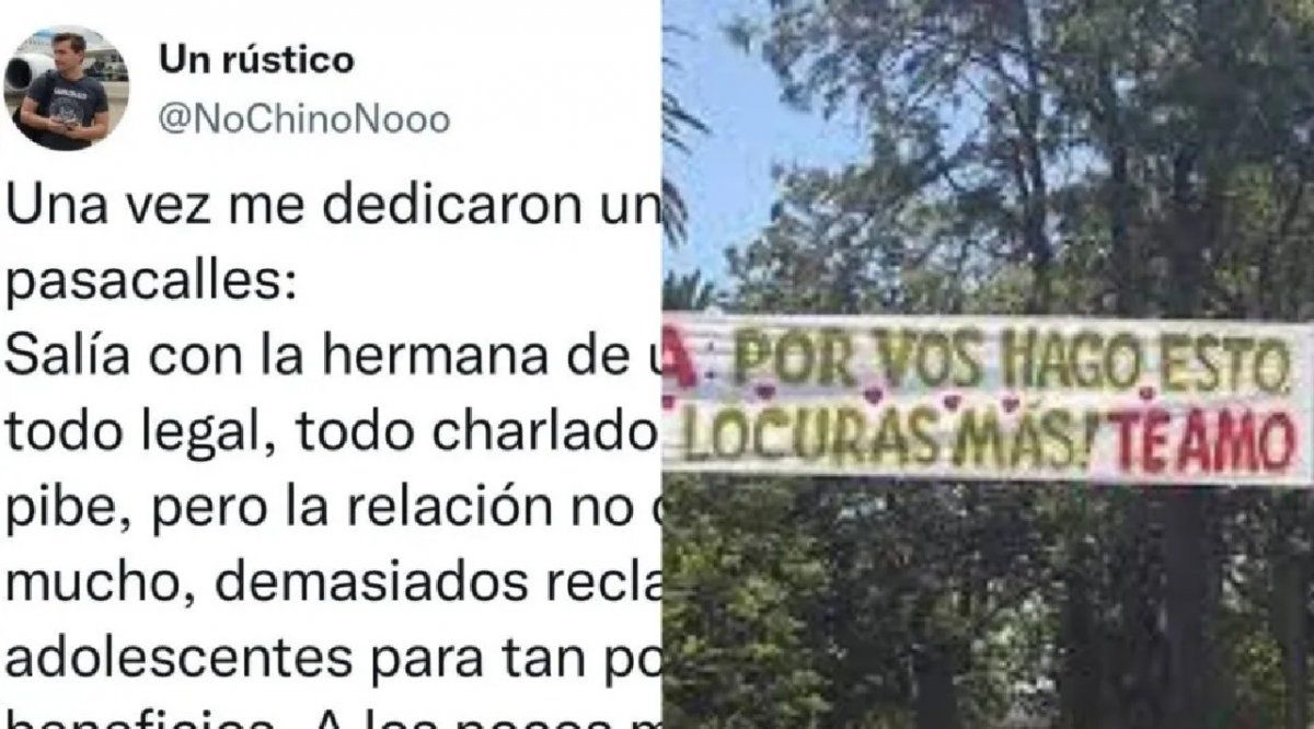 Tuvo que descolgar con mucho apuro un pasacalles que le hizo su exnovia para que su actual pareja no lo vea