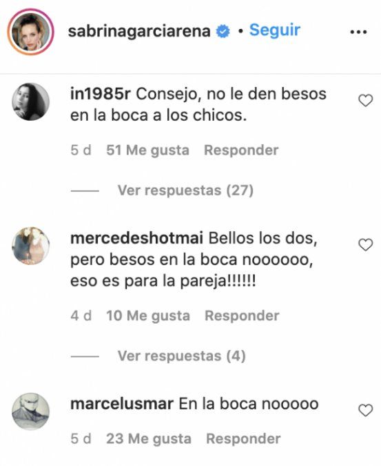 El debate entre los seguidores de Sabrina Garciarena tras la foto besando a su hijo.