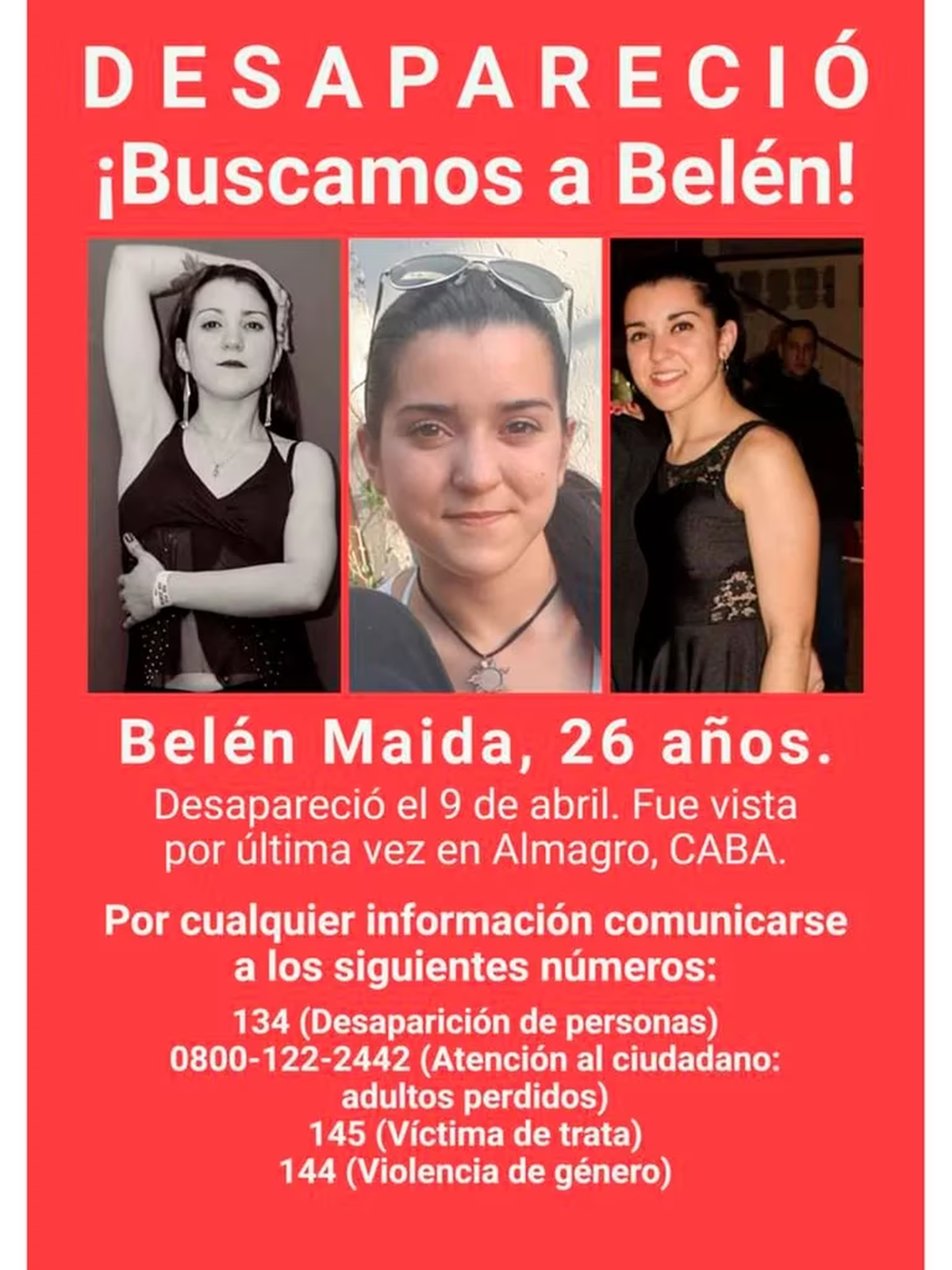 Belén Maida, de 26 años, desapareció el pasado 9 de abril.