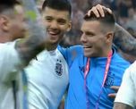 Giovani Lo Celso festejó el pasaje a la final del Mundial Qatar 2022 junto a sus compañeros de la Selección Argentina.