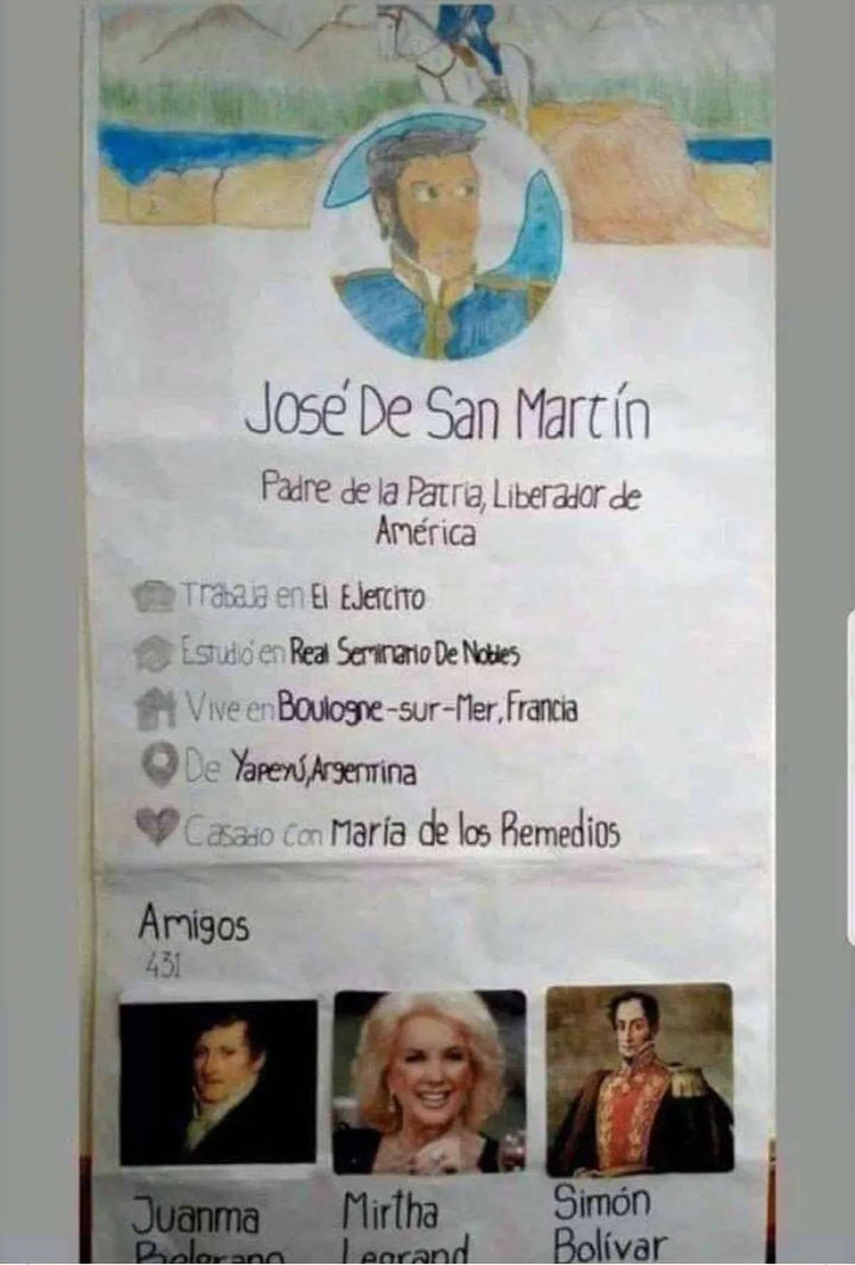 Crearon un perfil de Facebook de José de San Martín y para burlarse como