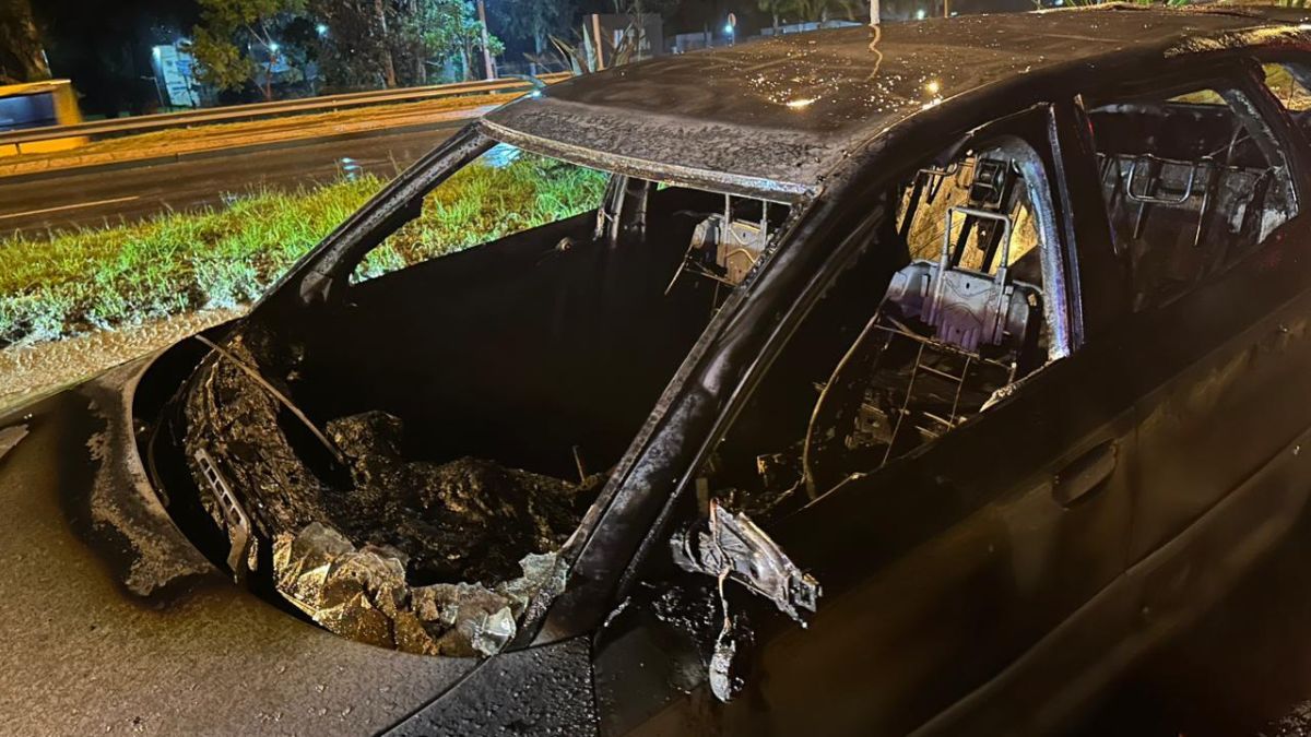 El incendio afectó a la totalidad del auto. El incendio afectó a la totalidad del auto.