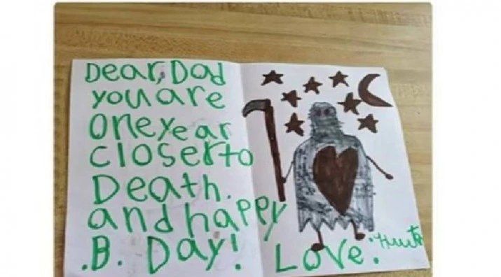 Una nena le hizo un escalofriante dibujo "satánico" a su papá por su cumpleaños y se volvió viral