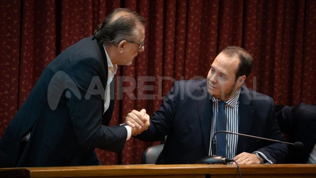 Germán Lerche mientras le daba la mano a su abogado Ángelo Rossini. Germán Lerche mientras le daba la mano a su abogado Ángelo Rossini.