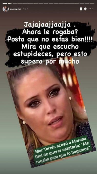 More Rial le envió una dura acusación desde su cuenta de Instagram, a Mar Tarrés.