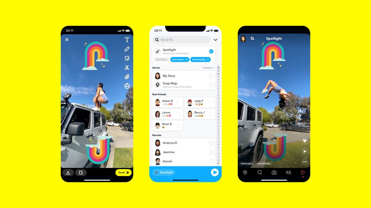 Snapchat lanzó Spotlight, su propia sección de videos cortos.