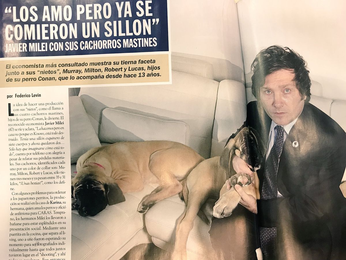 Javier Milei tiene varios perros hijos de su mascota Conan.