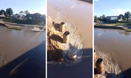 El aumento del caudal del río Salado afectó un sector clave de la obra del nuevo puente. El aumento del caudal del río Salado afectó un sector clave de la obra del nuevo puente.