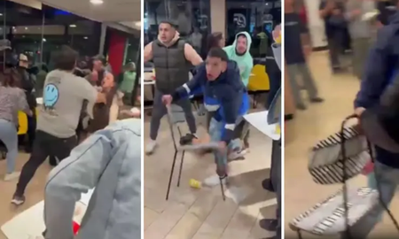 pinas, patadas y sillazos: los videos de la batalla campal dentro de una famosa cadena de hamburguesas pinas, patadas y sillazos: los videos de la batalla campal dentro de una famosa cadena de hamburguesas