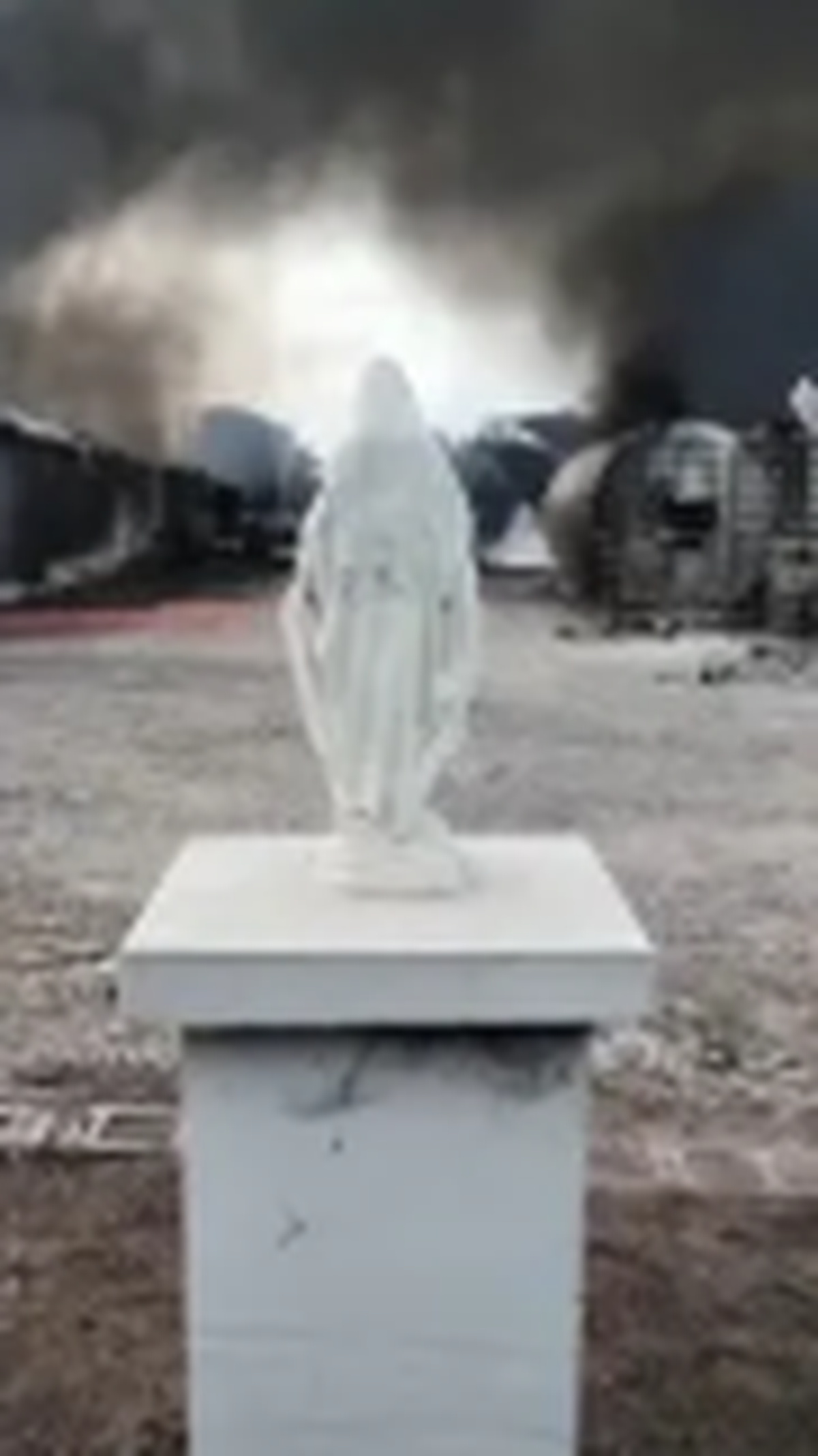 En medio de la desvatación, la imagen de la Virgen María resalta impoluta. En medio de la desvatación, la imagen de la Virgen María resalta impoluta. 