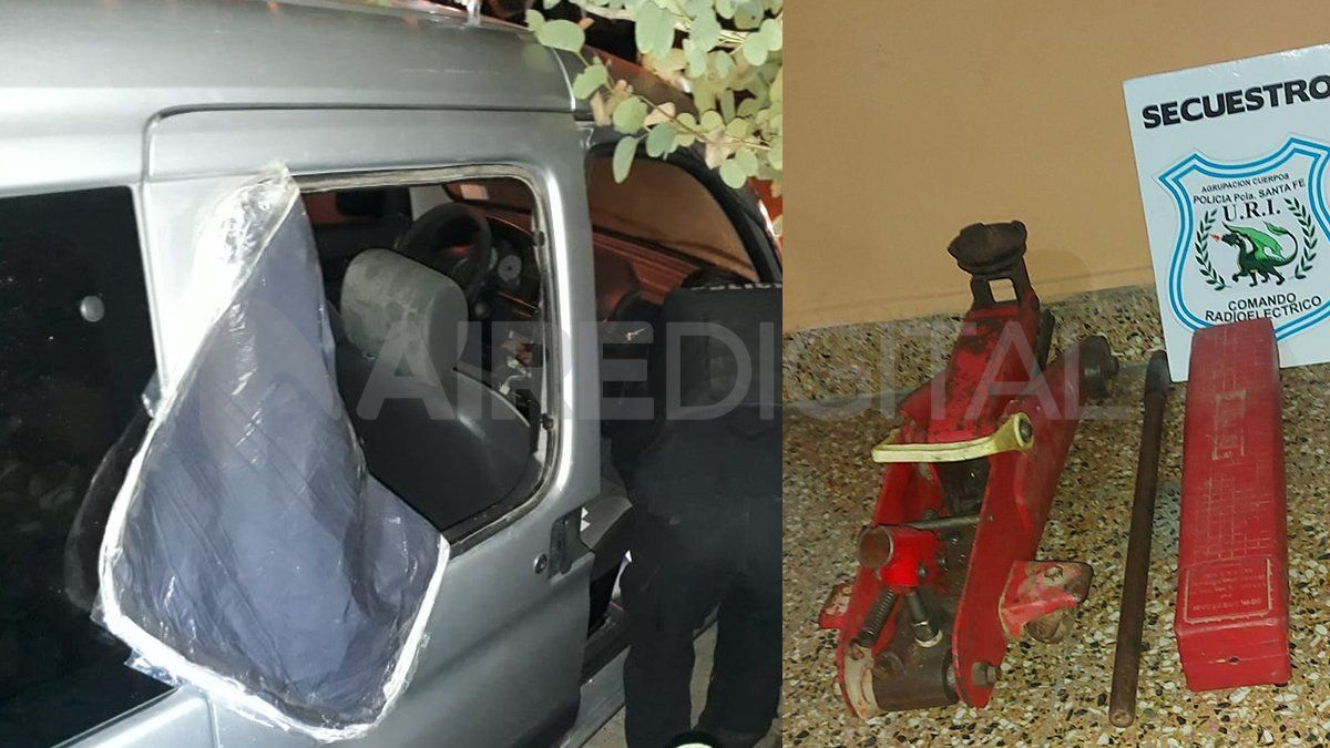 La camioneta Berlingo desde donde los ladrones robaron los elementos y el gato hidráulico que -entre otras cosas- recuperó la policía