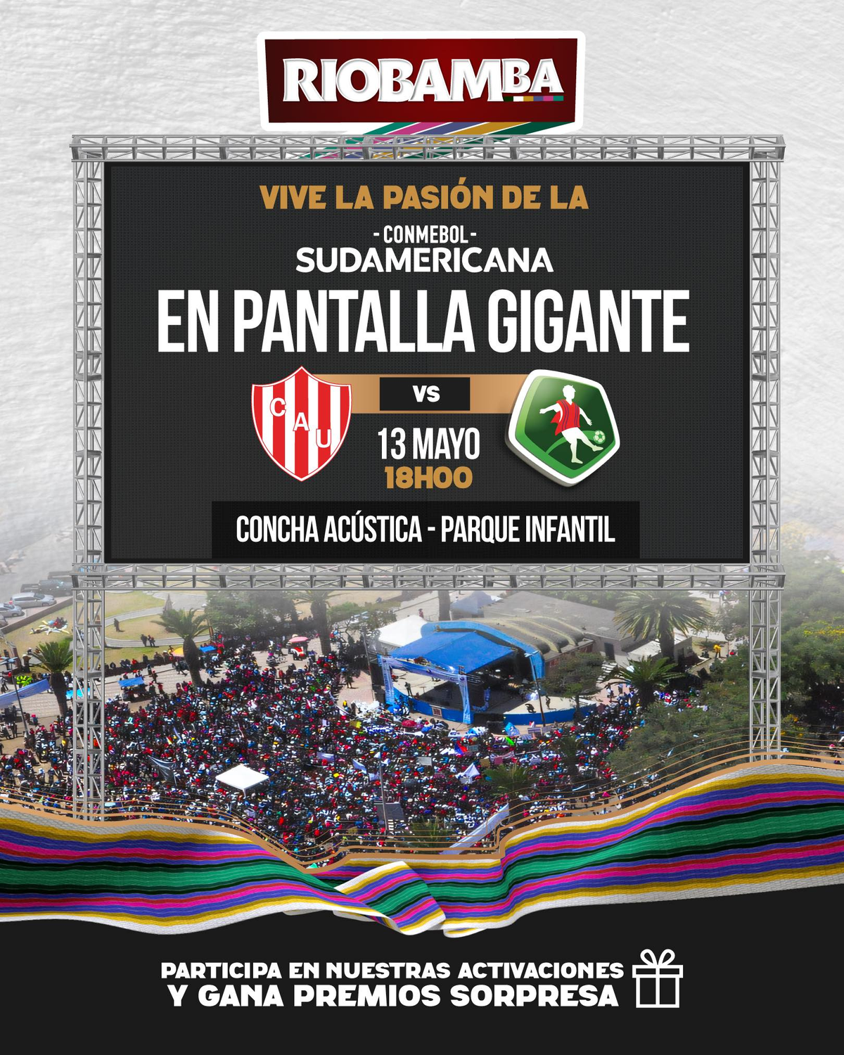 La dirigencia de Mushuc Runa decidió poner una pantalla gigante. La dirigencia de Mushuc Runa decidió poner una pantalla gigante.