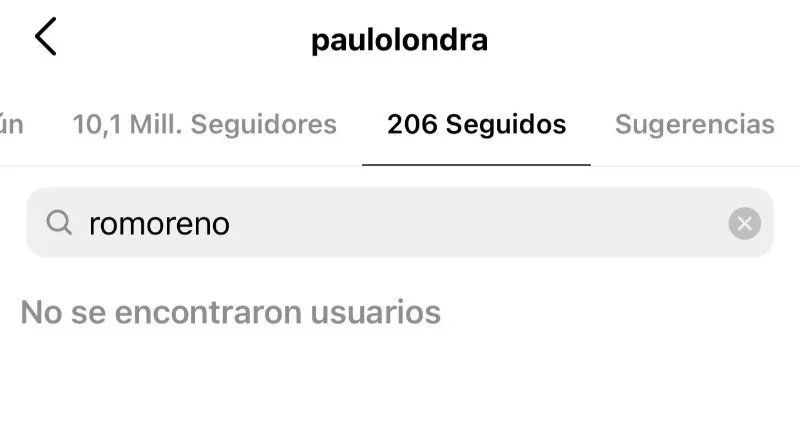 Paulo Londra y Rocío Moreno no se siguen en las redes.