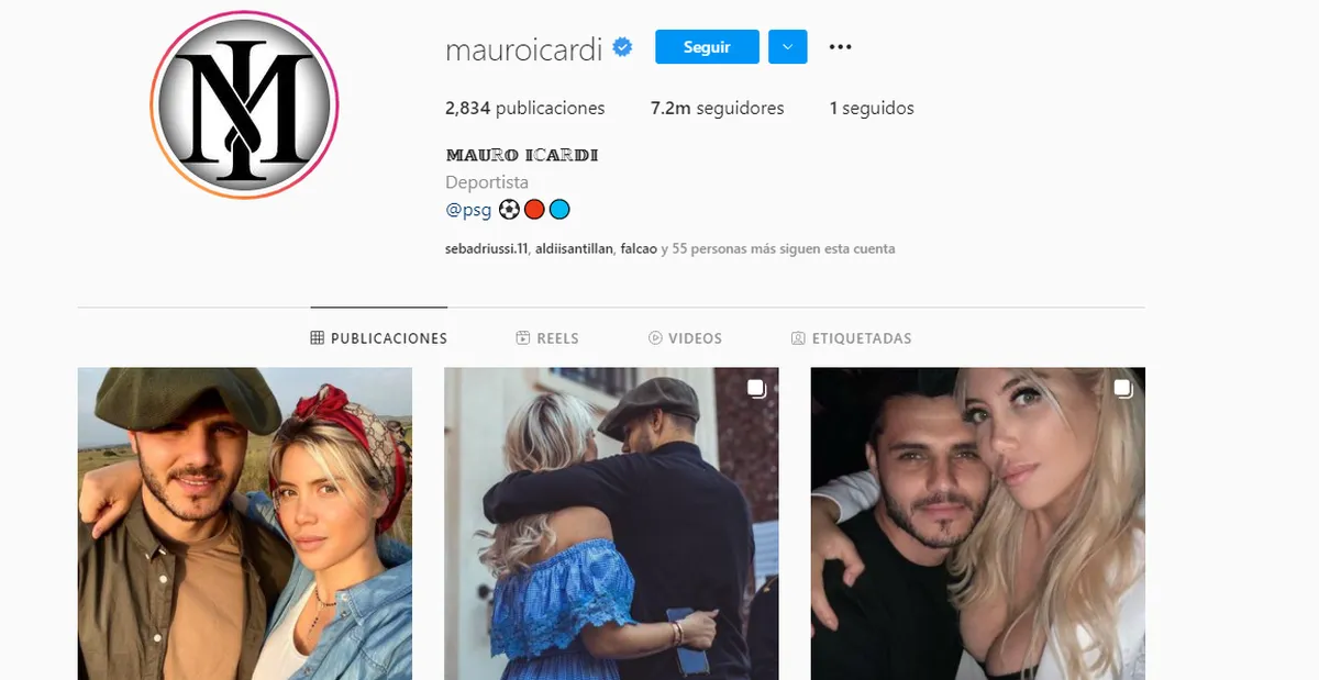 Mauro Icardi solo sigue a Wanda Nara en Instagram.