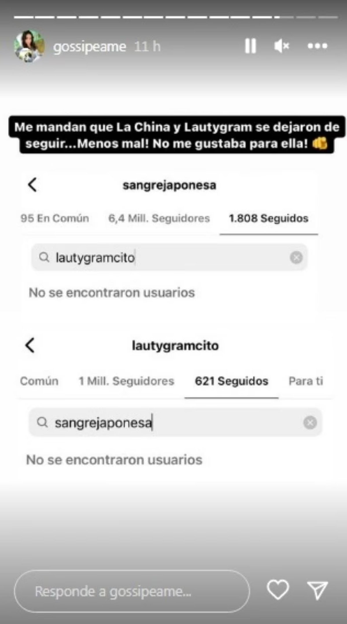 Lautygram y la China Suárez ya no se siguen en Instagram.