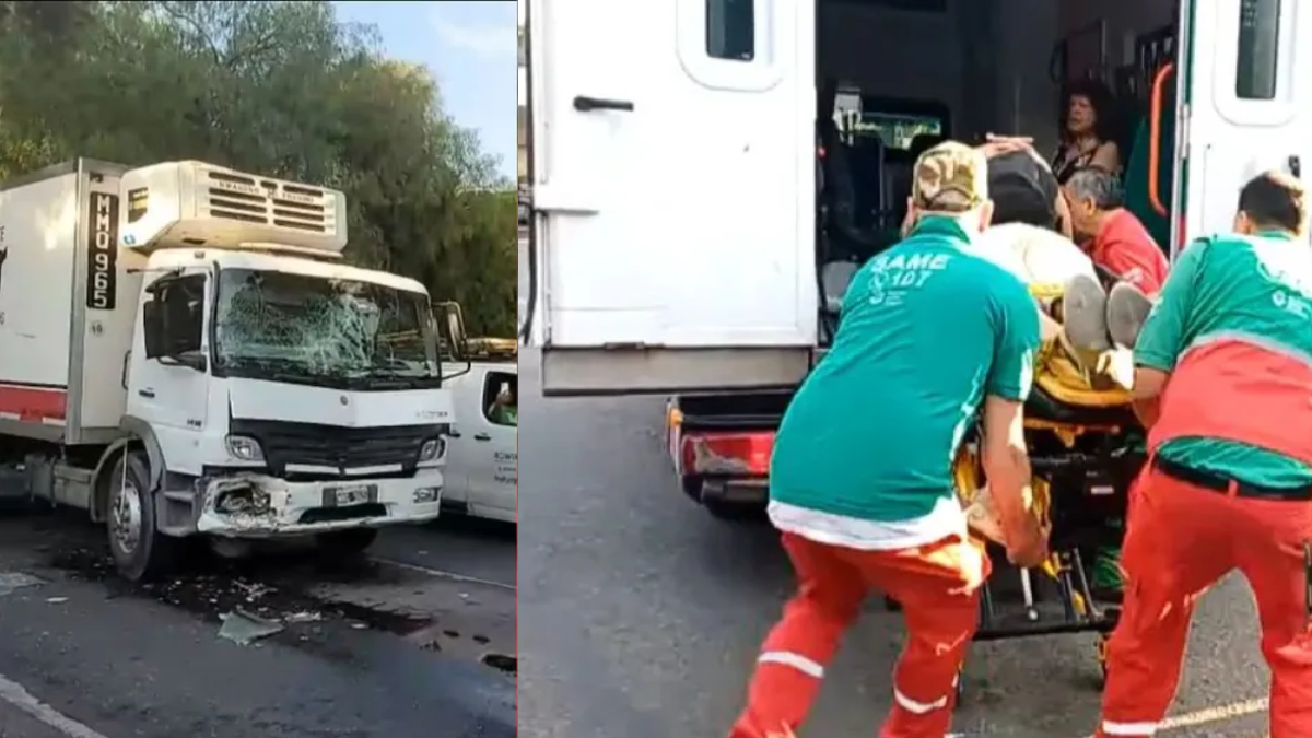 Un camión chocó contra un colectivo y hay 18 heridos.