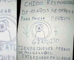 el mejor paseador de perros: el tierno cartel de un nene que se viralizo en las redes el mejor paseador de perros: el tierno cartel de un nene que se viralizo en las redes