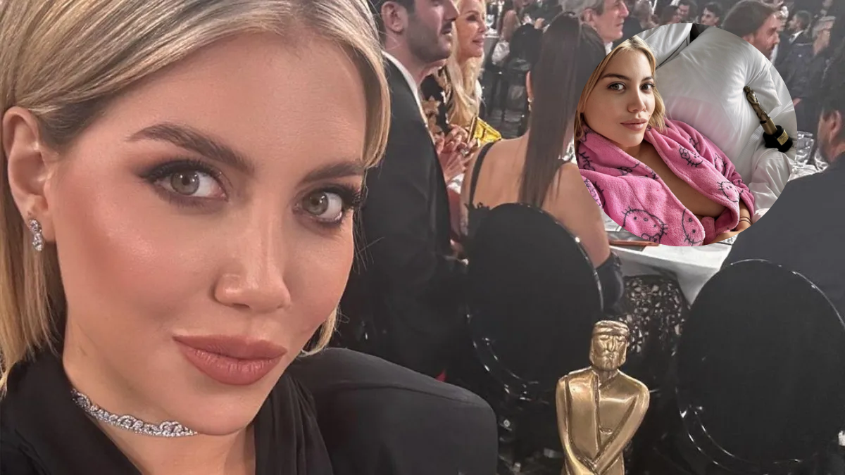 Wanda Nara posó en la cama con el Martín Fierro y se le escapó un pecho