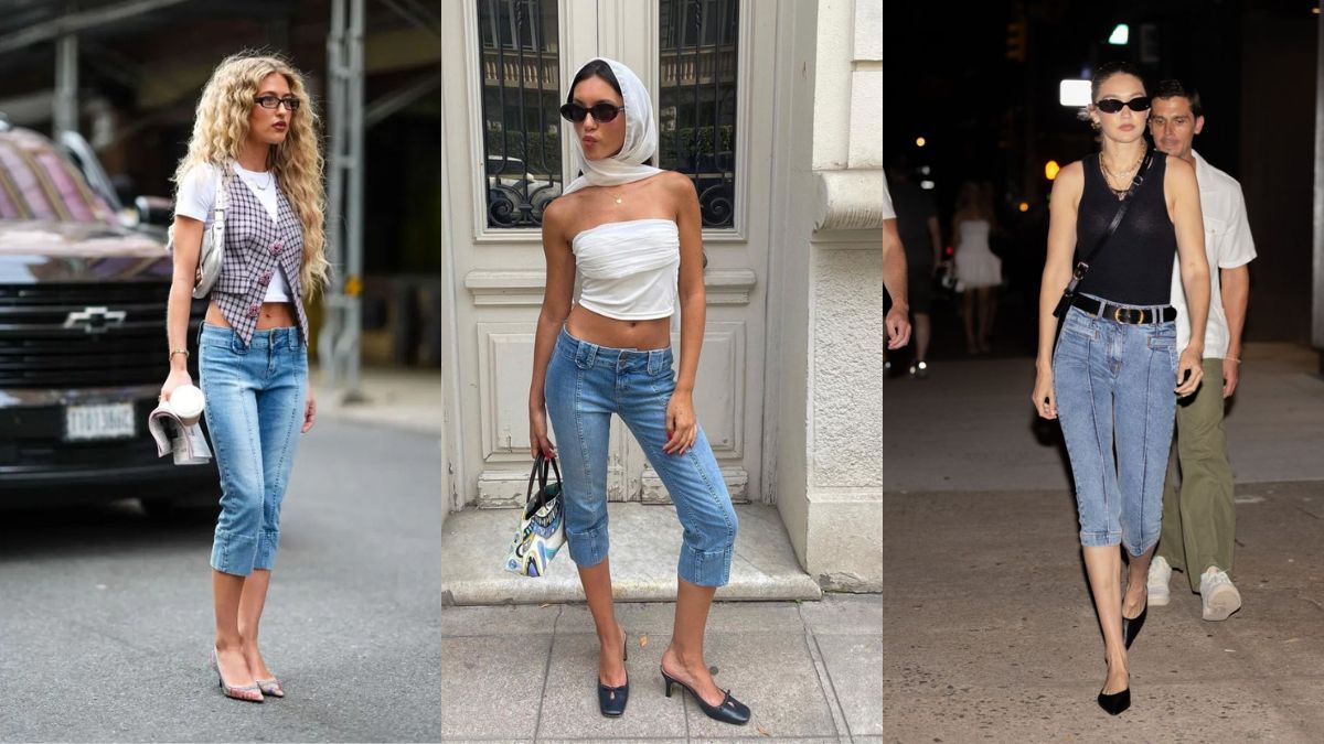 Los jeans capri o pescadores son lo que llegan a la altura de la pantorrilla. Los jeans capri o pescadores son lo que llegan a la altura de la pantorrilla.