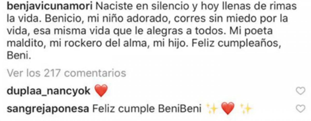 La China Suárez saludó al pequeño Benicio.