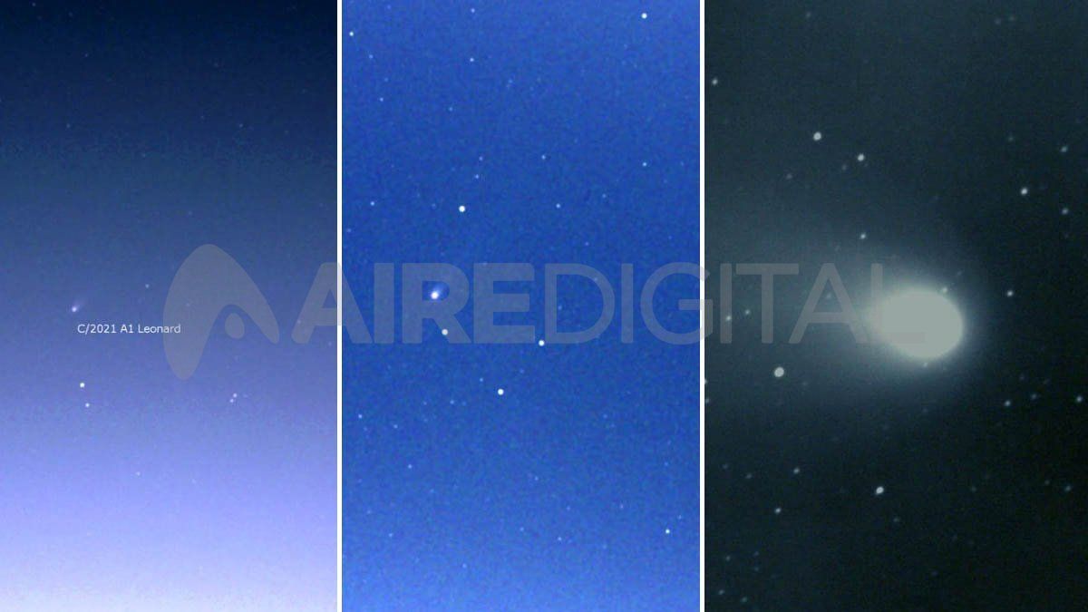 Cometa Leonard. Recortes de fotografías tomadas por Víctor Buso
